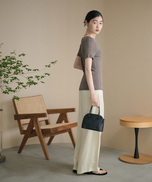 LAULEN(ローレン)の「textured border knit tops /テクスチャーボーダーニットトップス(ニット/セーター・レディース・アイボリー/オレンジ系/グレー・FREE)」の11枚目の写真