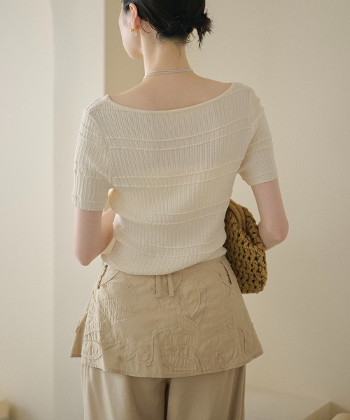 LAULEN(ローレン)の「textured border knit tops /テクスチャーボーダーニットトップス(ニット/セーター・レディース・アイボリー/オレンジ系/グレー・FREE)」の15枚目の写真