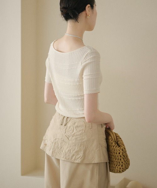 LAULEN(ローレン)の「textured border knit tops /テクスチャーボーダーニットトップス(ニット/セーター・レディース・アイボリー/オレンジ系/グレー・FREE)」の16枚目の写真