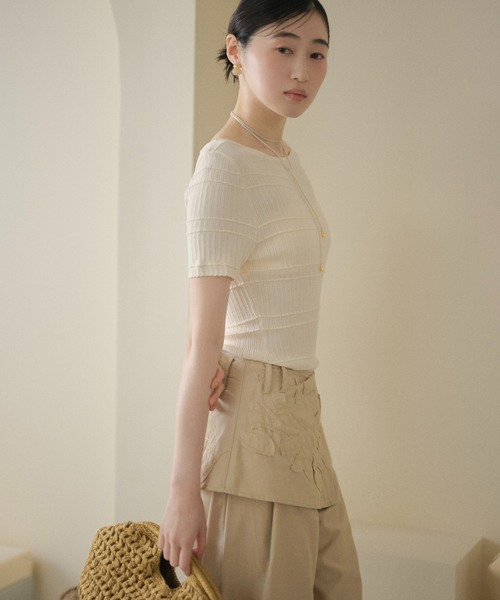 LAULEN(ローレン)の「textured border knit tops /テクスチャーボーダーニットトップス(ニット/セーター・レディース・アイボリー/オレンジ系/グレー・FREE)」の17枚目の写真