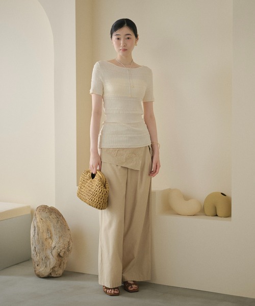 LAULEN(ローレン)の「textured border knit tops /テクスチャーボーダーニットトップス(ニット/セーター・レディース・アイボリー/オレンジ系/グレー・FREE)」の18枚目の写真