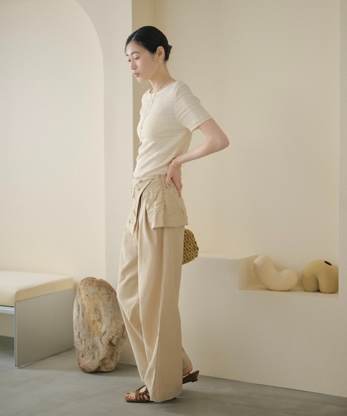 LAULEN(ローレン)の「textured border knit tops /テクスチャーボーダーニットトップス(ニット/セーター・レディース・アイボリー/オレンジ系/グレー・FREE)」の19枚目の写真