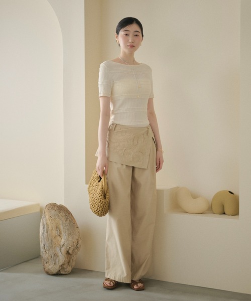 LAULEN(ローレン)の「textured border knit tops /テクスチャーボーダーニットトップス(ニット/セーター・レディース・アイボリー/オレンジ系/グレー・FREE)」の22枚目の写真