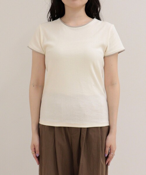 fredy emue（フレディエミュ）の「リンガー配色Tシャツ（Tシャツ/カットソー・レディース・アイボリー/ブラック/ブラウン・38）」の12枚目の写真