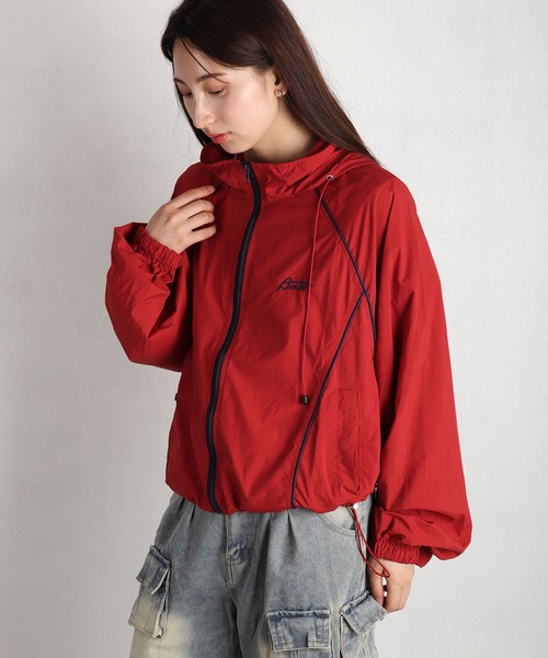 WESTSEA(ウエストシー)の「配色パイピング ショート丈 ナイロンフーディージャケット 薄手(ブルゾン・レディース・ミント/イエロー/レッド/ホワイト・FREE)」の6枚目の写真