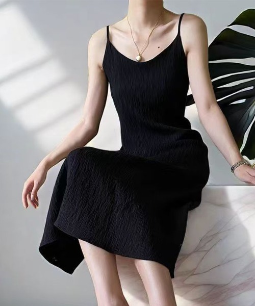 Miniministore(ミニミニストア)の「キャミワンピース プリーツ レディース夏(ワンピース・レディース・ブラック/アイボリー・M/XL/L)」の12枚目の写真