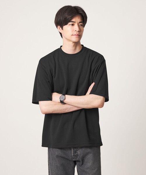 green label relaxing(グリーンレーベルリラクシング)の「【WEB限定】JUST fit 刺繍ロゴ 半袖 Tシャツ -UVカット・吸水速乾-(Tシャツ/カットソー・メンズ・ホワイト/ライトグレー/ブラック・M/L/S/XL)」の1枚目の写真