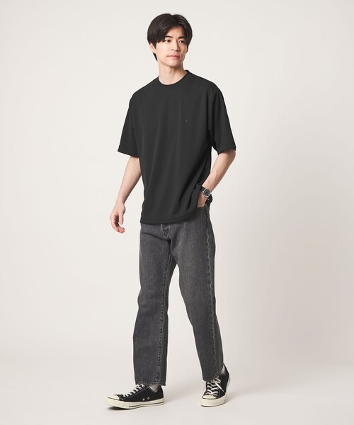 green label relaxing(グリーンレーベルリラクシング)の「【WEB限定】JUST fit 刺繍ロゴ 半袖 Tシャツ -UVカット・吸水速乾-(Tシャツ/カットソー・メンズ・ホワイト/ライトグレー/ブラック・M/L/S/XL)」の7枚目の写真