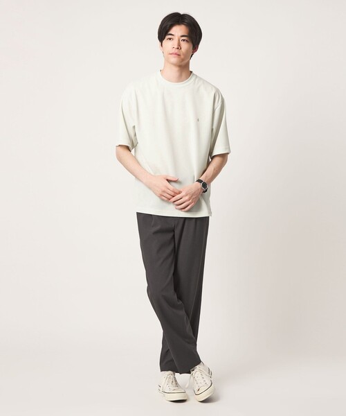 green label relaxing(グリーンレーベルリラクシング)の「【WEB限定】JUST fit 刺繍ロゴ 半袖 Tシャツ -UVカット・吸水速乾-(Tシャツ/カットソー・メンズ・ホワイト/ライトグレー/ブラック・M/L/S/XL)」の9枚目の写真