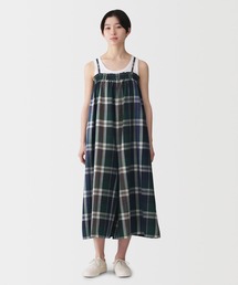 婦人　マドラスチェック　サロペット