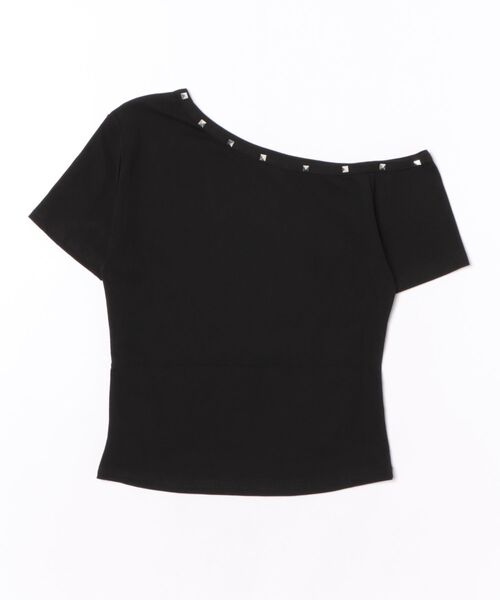 Ritzy（リッツィー）の「ハトメネック アシンメトリー 半袖タイトトップス（Tシャツ/カットソー・レディース・ブラック・L/XL/M）」の9枚目の写真