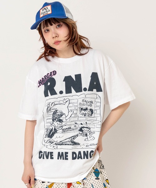 RNA（アールエヌエー）の「M2727 キャットギタープリントT（Tシャツ/カットソー・レディース・パープル/ブラック/ホワイト・MEDIUM）」の2枚目の写真
