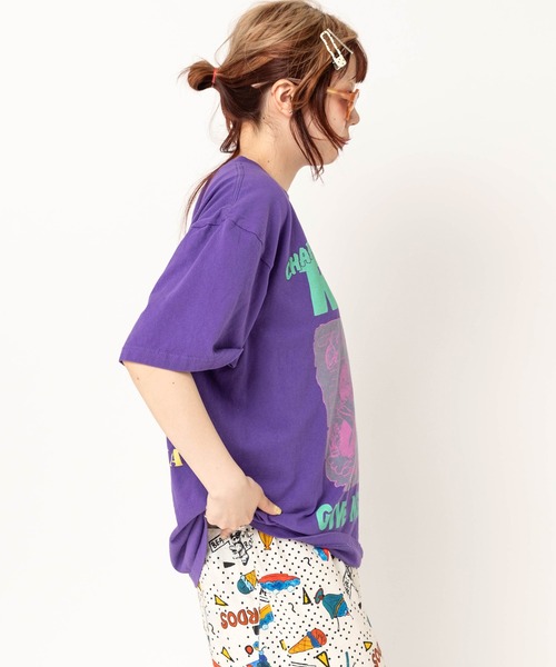 RNA（アールエヌエー）の「M2727 キャットギタープリントT（Tシャツ/カットソー・レディース・パープル/ブラック/ホワイト・MEDIUM）」の12枚目の写真