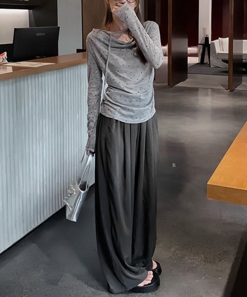 Miniministore(ミニミニストア)の「ドット柄シアーカットソーオフショルロンT(Tシャツ/カットソー・レディース・ベージュ/グレー・FREE)」の16枚目の写真