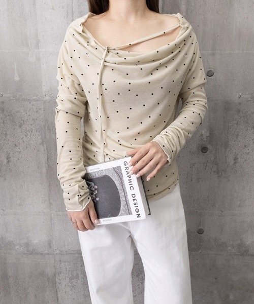 Miniministore(ミニミニストア)の「ドット柄シアーカットソーオフショルロンT(Tシャツ/カットソー・レディース・ベージュ/グレー・FREE)」の21枚目の写真