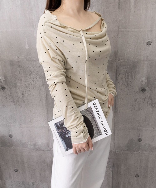 Miniministore(ミニミニストア)の「ドット柄シアーカットソーオフショルロンT(Tシャツ/カットソー・レディース・ベージュ/グレー・FREE)」の22枚目の写真