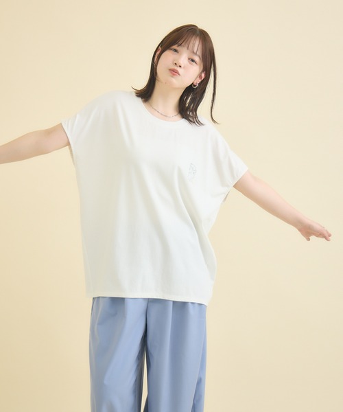 meeny miny（ミーニーマイニー）の「【おひさま牧場】  ｢バク｣ワンポイント刺繍Tシャツ（Tシャツ/カットソー・レディース・ブラック/ホワイト・M-L/S-M）」の7枚目の写真