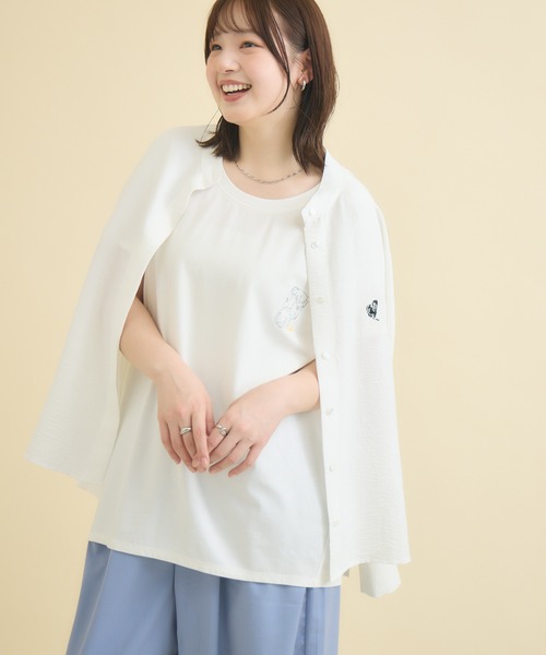 meeny miny（ミーニーマイニー）の「【おひさま牧場】  ｢バク｣ワンポイント刺繍Tシャツ（Tシャツ/カットソー・レディース・ブラック/ホワイト・M-L/S-M）」の9枚目の写真