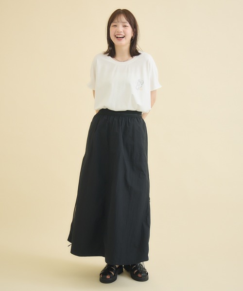 meeny miny（ミーニーマイニー）の「【おひさま牧場】  ｢バク｣ワンポイント刺繍Tシャツ（Tシャツ/カットソー・レディース・ブラック/ホワイト・M-L/S-M）」の6枚目の写真
