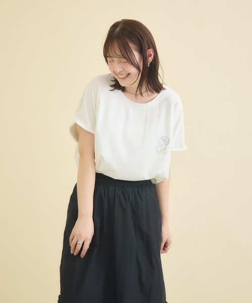 meeny miny（ミーニーマイニー）の「【おひさま牧場】  ｢バク｣ワンポイント刺繍Tシャツ（Tシャツ/カットソー・レディース・ブラック/ホワイト・M-L/S-M）」の10枚目の写真
