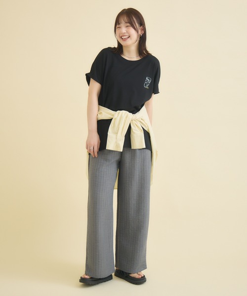 meeny miny（ミーニーマイニー）の「【おひさま牧場】  ｢バク｣ワンポイント刺繍Tシャツ（Tシャツ/カットソー・レディース・ブラック/ホワイト・M-L/S-M）」の12枚目の写真