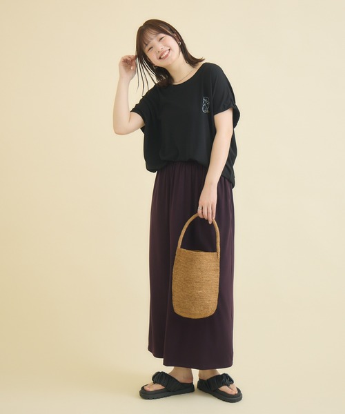 meeny miny（ミーニーマイニー）の「【おひさま牧場】  ｢バク｣ワンポイント刺繍Tシャツ（Tシャツ/カットソー・レディース・ブラック/ホワイト・M-L/S-M）」の14枚目の写真