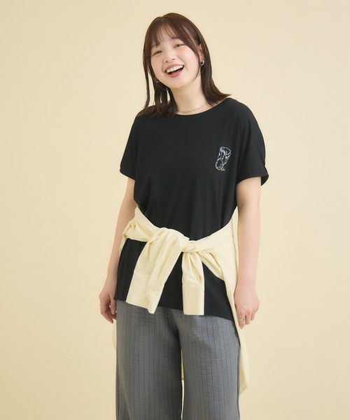 meeny miny（ミーニーマイニー）の「【おひさま牧場】  ｢バク｣ワンポイント刺繍Tシャツ（Tシャツ/カットソー・レディース・ブラック/ホワイト・M-L/S-M）」の15枚目の写真