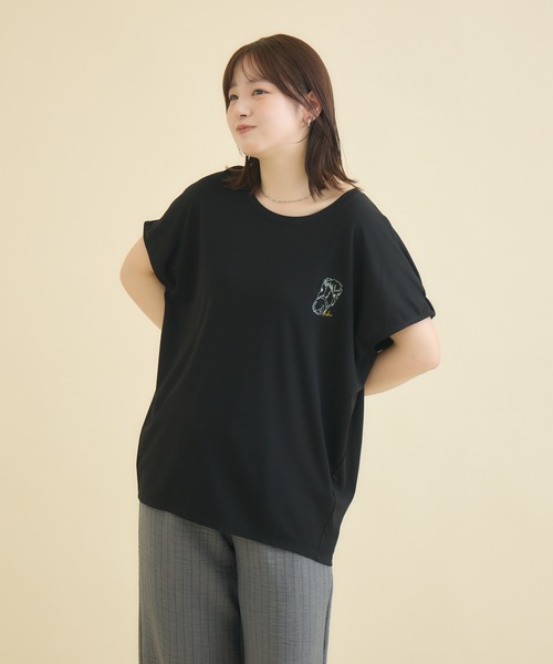 meeny miny（ミーニーマイニー）の「【おひさま牧場】  ｢バク｣ワンポイント刺繍Tシャツ（Tシャツ/カットソー・レディース・ブラック/ホワイト・M-L/S-M）」の18枚目の写真