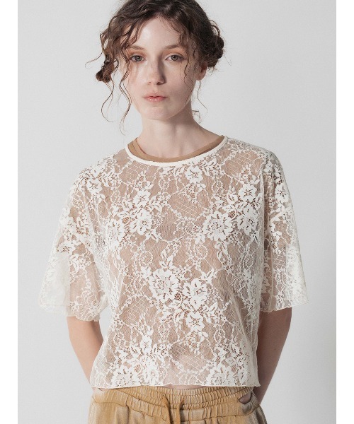 ELCHELE（エルチェレ）の「LACE UNIVERSAL TEE（Tシャツ/カットソー・レディース・ブラック/オフホワイト・FREE）」の8枚目の写真