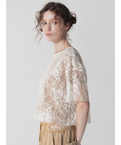 ELCHELE（エルチェレ）の「LACE UNIVERSAL TEE（Tシャツ/カットソー・レディース・ブラック/オフホワイト・FREE）」の9枚目の写真