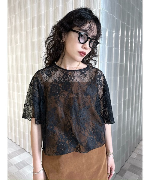 ELCHELE（エルチェレ）の「LACE UNIVERSAL TEE（Tシャツ/カットソー・レディース・ブラック/オフホワイト・FREE）」の19枚目の写真