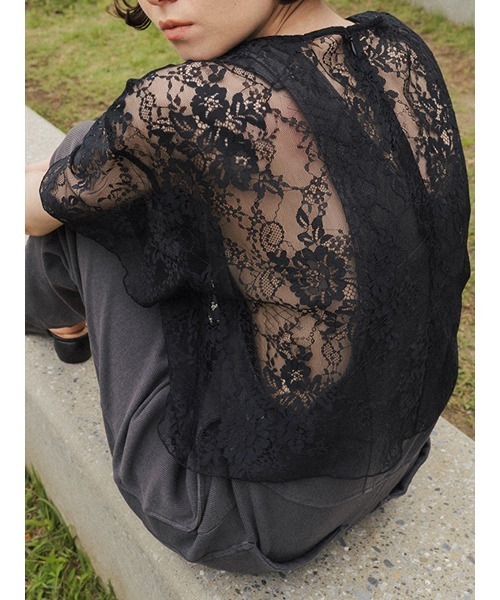 ELCHELE（エルチェレ）の「LACE UNIVERSAL TEE（Tシャツ/カットソー・レディース・ブラック/オフホワイト・FREE）」の16枚目の写真