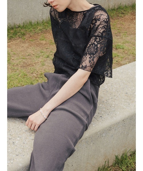 ELCHELE（エルチェレ）の「LACE UNIVERSAL TEE（Tシャツ/カットソー・レディース・ブラック/オフホワイト・FREE）」の18枚目の写真