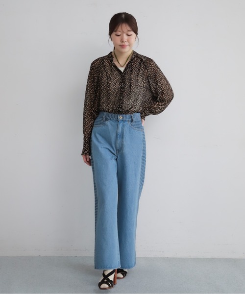 NOMBRE IMPAIR(ノンブルアンペール)の「格子ジャガードデニムコンビ ワイドストレートパンツ(その他パンツ・レディース・ネイビー/ブルー・SMALL/MEDIUM)」の22枚目の写真