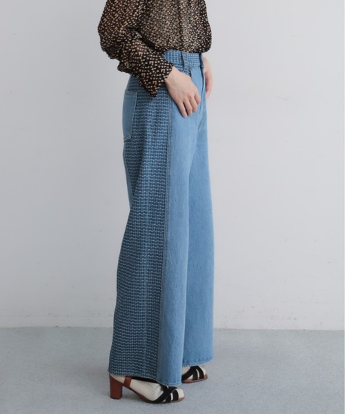 NOMBRE IMPAIR(ノンブルアンペール)の「格子ジャガードデニムコンビ ワイドストレートパンツ(その他パンツ・レディース・ネイビー/ブルー・SMALL/MEDIUM)」の18枚目の写真