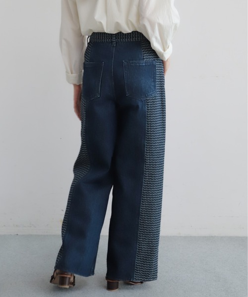 NOMBRE IMPAIR(ノンブルアンペール)の「格子ジャガードデニムコンビ ワイドストレートパンツ(その他パンツ・レディース・ネイビー/ブルー・SMALL/MEDIUM)」の13枚目の写真