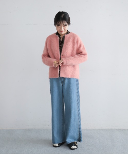 NOMBRE IMPAIR(ノンブルアンペール)の「格子ジャガードデニムコンビ ワイドストレートパンツ(その他パンツ・レディース・ネイビー/ブルー・SMALL/MEDIUM)」の7枚目の写真