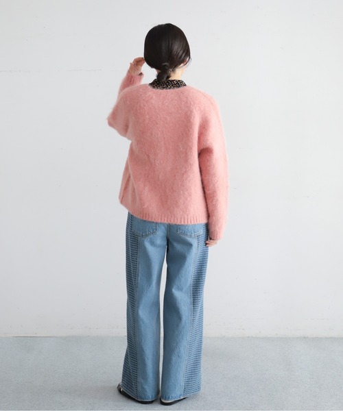 NOMBRE IMPAIR(ノンブルアンペール)の「格子ジャガードデニムコンビ ワイドストレートパンツ(その他パンツ・レディース・ネイビー/ブルー・SMALL/MEDIUM)」の8枚目の写真