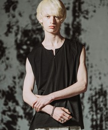 【NO ID.】Half ZIP Sleeveless Pullover / ハーフ ZIP スリーブレス プルオーバー