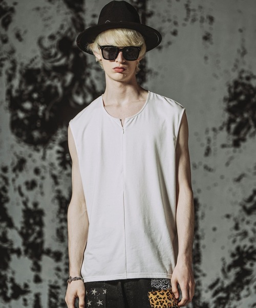 NO ID.(ノーアイディ)の「【NO ID.】Half ZIP Sleeveless Pullover / ハーフ ZIP スリーブレス プルオーバー(Tシャツ/カットソー・メンズ・ホワイト/ブラック/グレー・ONE SIZE)」の4枚目の写真