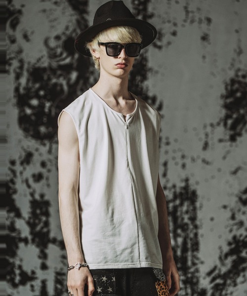NO ID.(ノーアイディ)の「【NO ID.】Half ZIP Sleeveless Pullover / ハーフ ZIP スリーブレス プルオーバー(Tシャツ/カットソー・メンズ・ホワイト/ブラック/グレー・ONE SIZE)」の7枚目の写真