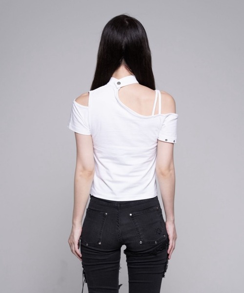 REFLEM(レフレム)の「『REFLEM/レフレム』カットデザインワンショルトップス(Tシャツ/カットソー・レディース・ブラック/ホワイト・M/L)」の11枚目の写真