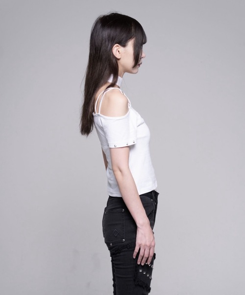 REFLEM(レフレム)の「『REFLEM/レフレム』カットデザインワンショルトップス(Tシャツ/カットソー・レディース・ブラック/ホワイト・M/L)」の10枚目の写真