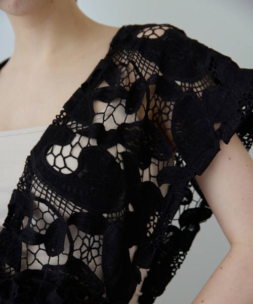 flaeu(フラユ)の「Lace Gather Dress(ワンピース・レディース・ホワイト/ブラック・FREE)」の15枚目の写真