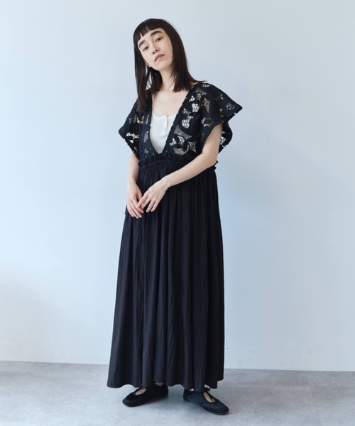 flaeu(フラユ)の「Lace Gather Dress(ワンピース・レディース・ホワイト/ブラック・FREE)」の13枚目の写真