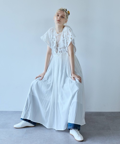 flaeu(フラユ)の「Lace Gather Dress(ワンピース・レディース・ホワイト/ブラック・FREE)」の18枚目の写真