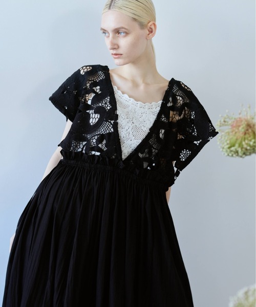 flaeu(フラユ)の「Lace Gather Dress(ワンピース・レディース・ホワイト/ブラック・FREE)」の19枚目の写真
