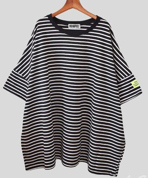 Flugge（フラッジー）の「半袖ボーダーTシャツ（Tシャツ/カットソー・レディース・ブラック・FREE）」の3枚目の写真