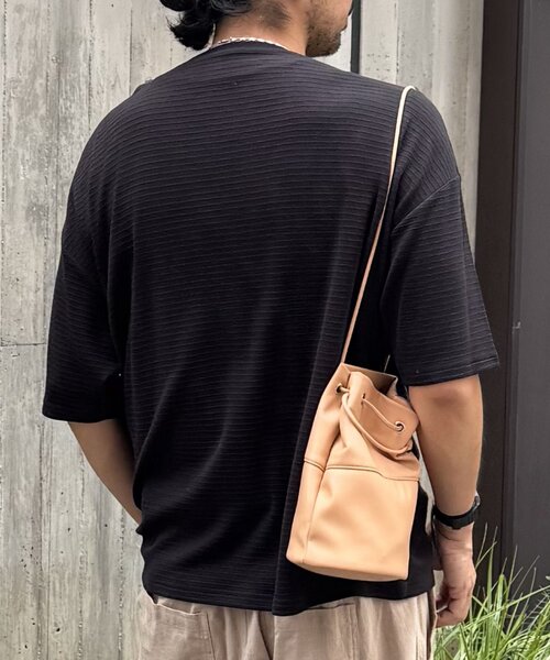 COLONY 2139(コロニートゥーワンスリーナイン)の「ジャガードボーダー半袖Tシャツ(Tシャツ/カットソー・メンズ・ブラック/ホワイト/カーキ・LARGE/MEDIUM)」の13枚目の写真