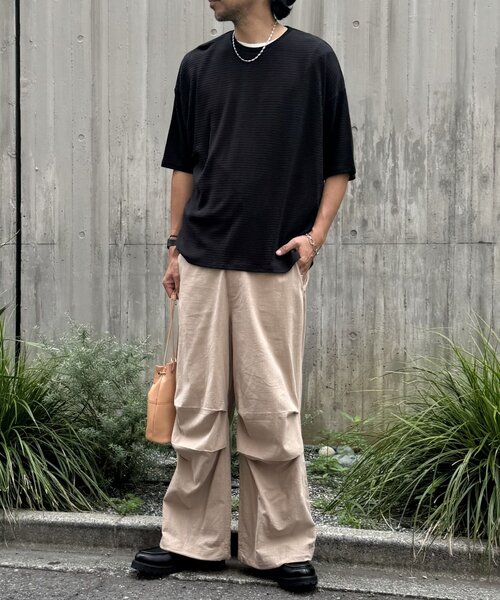 COLONY 2139(コロニートゥーワンスリーナイン)の「ジャガードボーダー半袖Tシャツ(Tシャツ/カットソー・メンズ・ブラック/ホワイト/カーキ・LARGE/MEDIUM)」の16枚目の写真